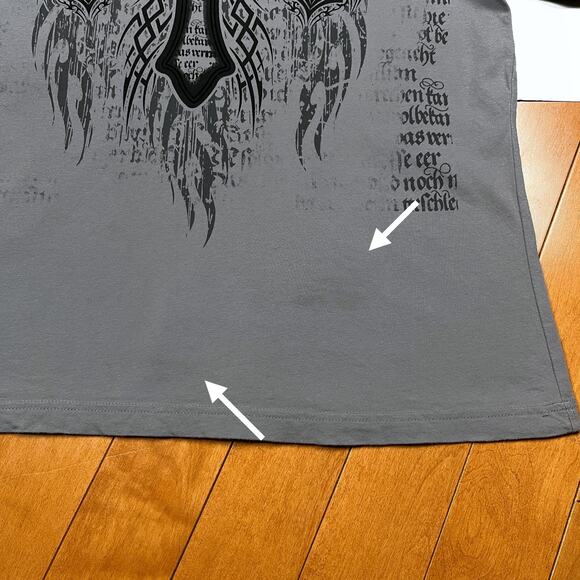 Y2K Helix Grunge Cross Long Sleeve Shirt Thermal Sleeves Cyber Affliction Style - Picture 13 of 16